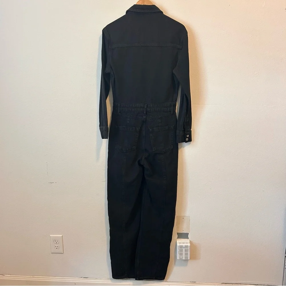 New! Zara Medium Women’s The Dorian Black Denim Jumpsuit - Picture 15 of 16